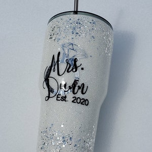 Custom Bride to be Glitter Tumbler, Future Mrs. Personalized Gift