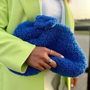 Blaue Handgemachte Cloud Tasche | Teddy Pouch Häkeltasche | Geschenk für Frauen Tasche