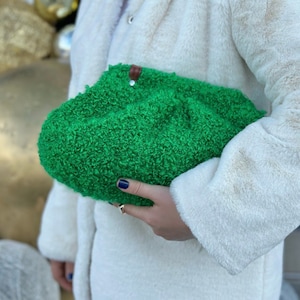 Grüne Teddy Clutch Tasche | Teddy Handtasche häkeln | Sommer Handtasche für Frauen
