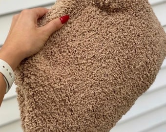 Beige Teddy Clutch Bag | Teddy Crochet Purse Bag | Summer Handbag For Women
