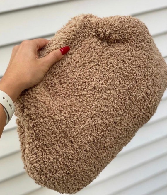 Beige Teddy Clutch Bag Teddy Crochet Purse Bag Summer Handbag for Women Etsy