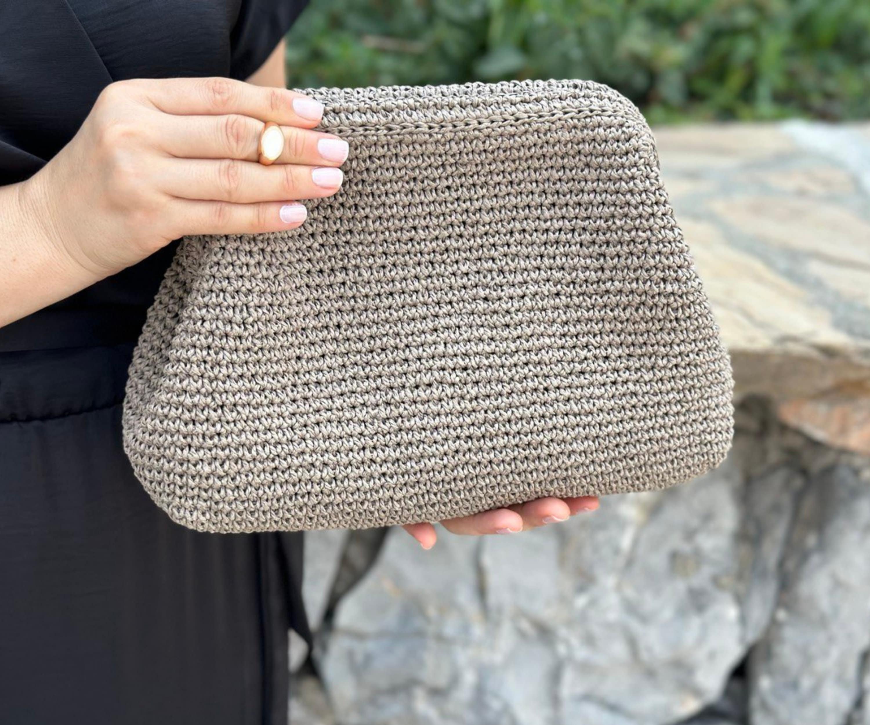 Raffia Mink Clutch Bag For Wedding | Straw Knitted Raffia Bag | Natural Medium Woven Handbag