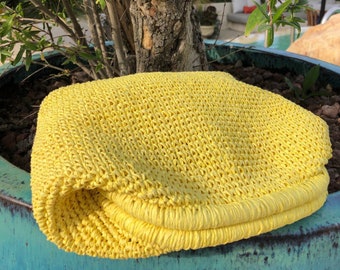 Yellow Raffia Clutch Bag | Straw Summer Handbag For Women | Pouch Clutch Bag With Hidden Metal Locked