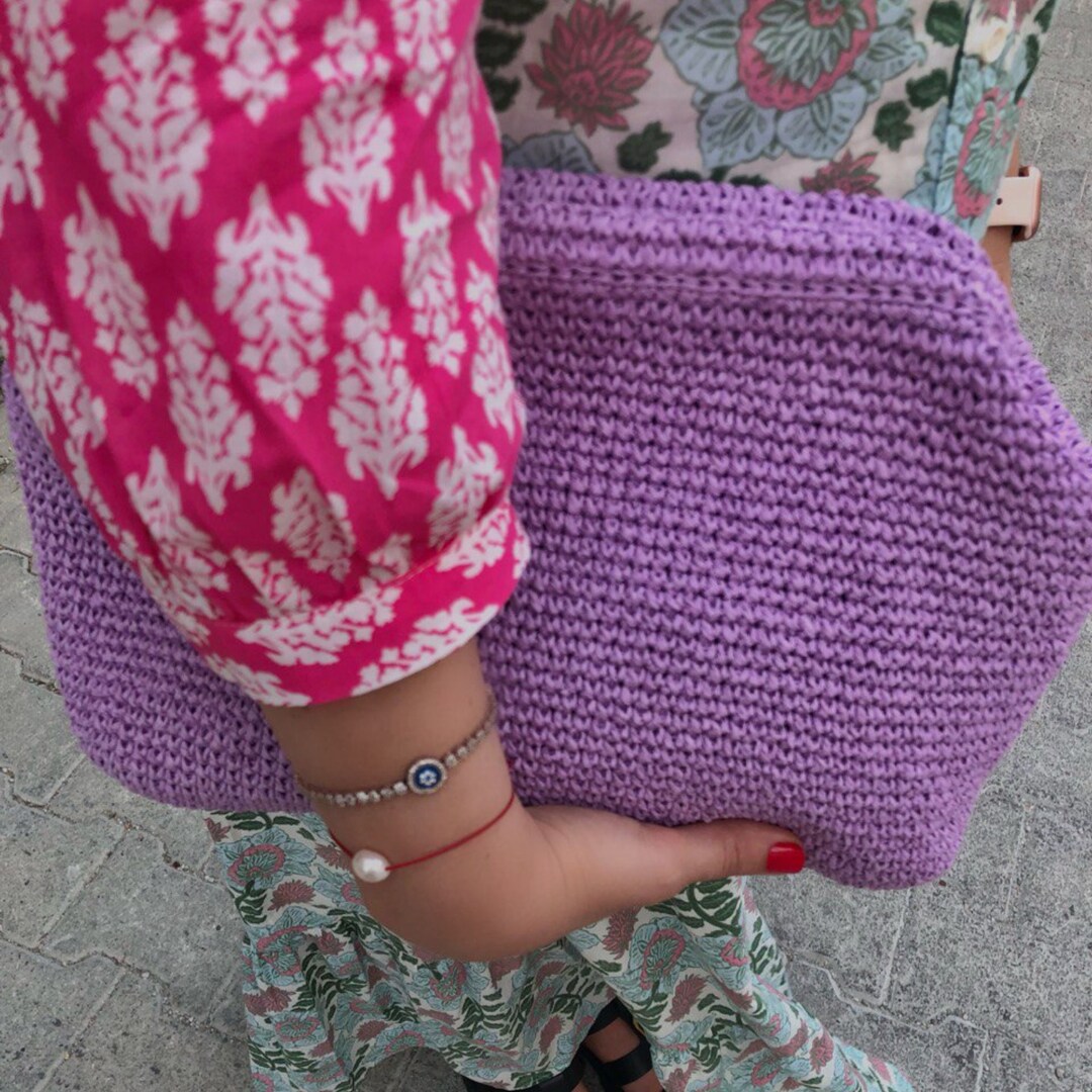 Natural Raffia Clutch Bag Crochet Raffia Pouch Clutch Bag Straw Summer