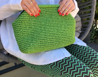 Crochet Raffia Pouch Clutch Bag | Straw Summer Bag | Wicker Beach Clutch Bag | Straw wedding Clutch For Women