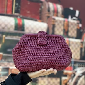 Burgund Handgemachte Taschen für Frauen | Gewebte braune Clutch | Umweltfreundliche Lederhandtasche Geldbörse | Elegante Abendtasche