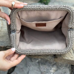 Raffia Mink Clutch Bag For Wedding Straw Knitted Raffia Bag Natural Medium Woven Handbag image 3