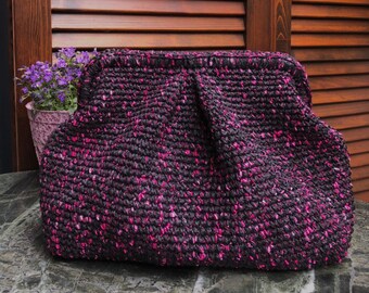 Bolso rosa de rafia hecho a mano, bolso de punto natural, embrague de ganchillo de paja, bolso de ganchillo rosa de noche, bolso de bolsa de embrague de boda, regalos hechos a mano