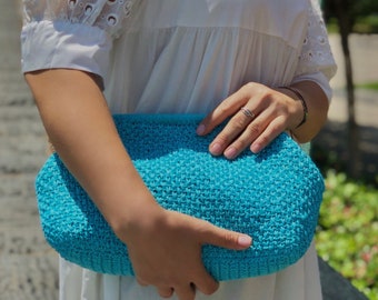 Crochet Raffia Bag | Womens Straw Summer Pouch Bag | Gift for mother days Raffia Handbag