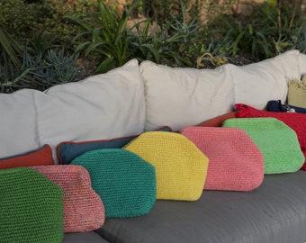 Raffia Colorful Crochet Clutch Bag  | Straw Knitted Raffia Bag | Natural Summer Handbag