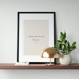 PRINTABLE WALL ART prints | Create the life you love quote print | Motivational Poster | Downloadable Poster Print | Home Decor Print