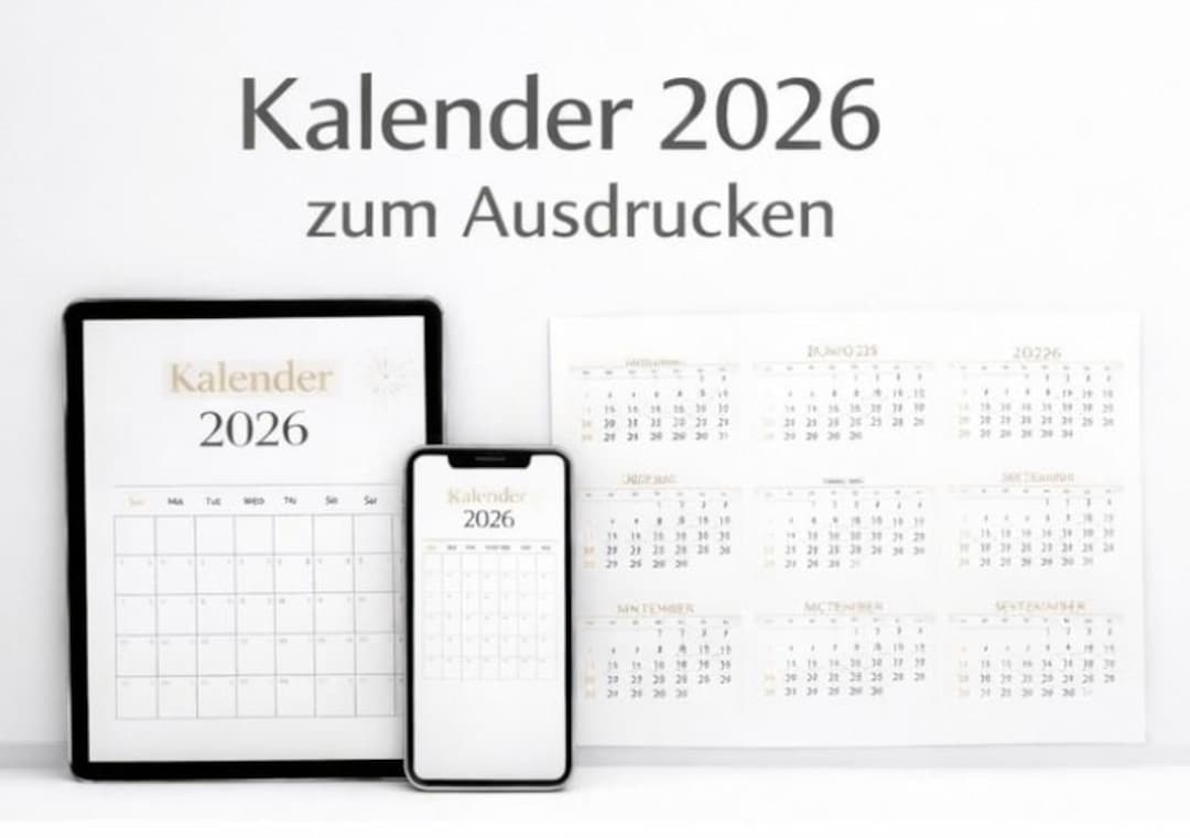 Kalender 2026 zum Ausdrucken • Minimalistischer Monatskalender