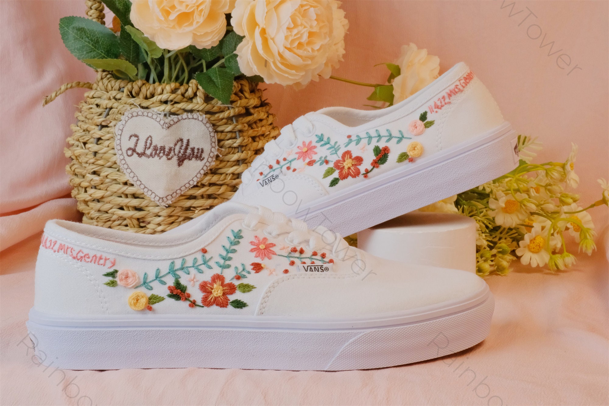 Floral Vans Shoes Etsy