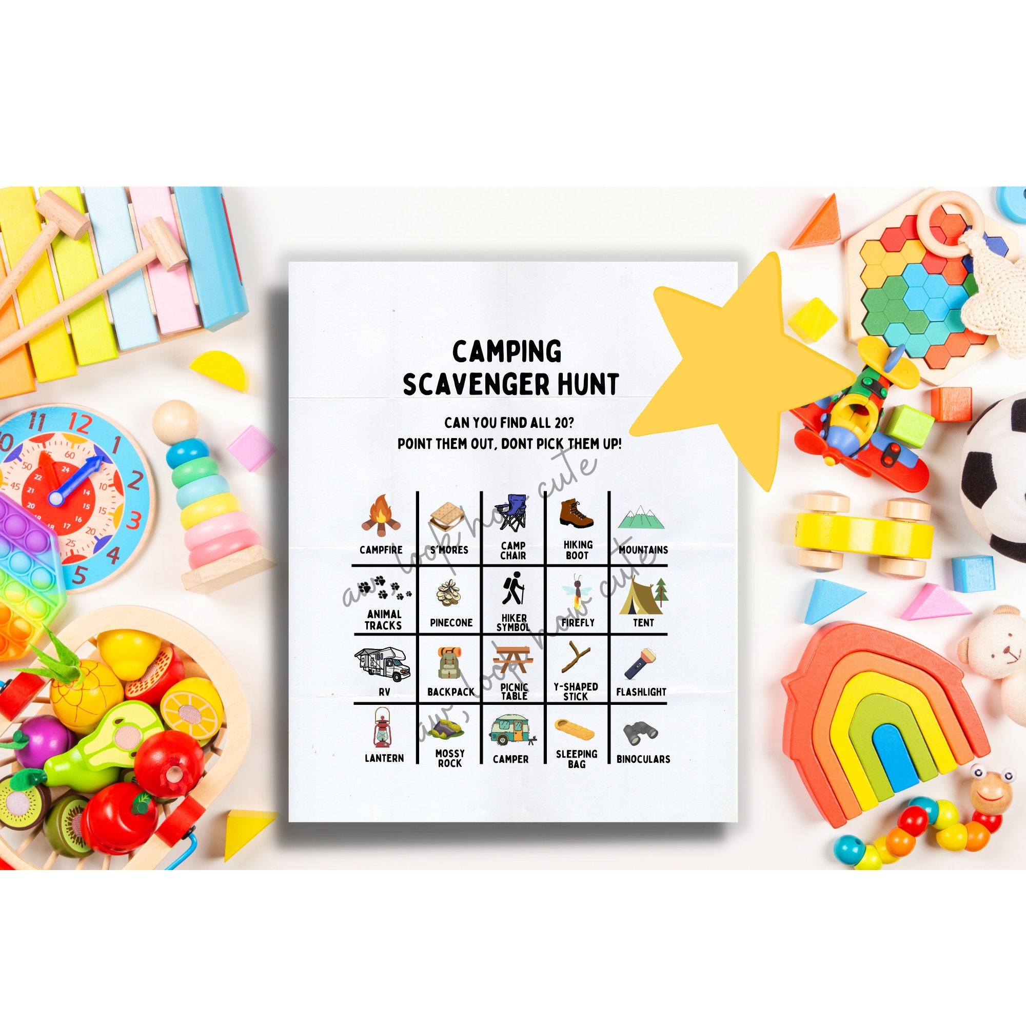 Camping Scavenger Hunt for Kids, Toddler Outdoor Printable Activity, Outside Treasure Hunt Game ...