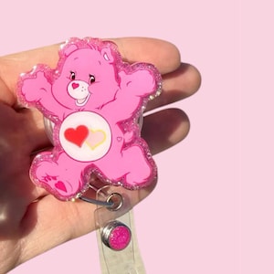 Cute Bear Badge Reel, Cute Bear ID Holder, Nurse Badge Reel, Teacher Badge Reel, Retractable Reel, Glitter Badge Reel, Gift Badge Reel