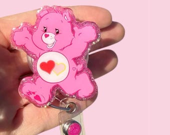 Cute Bear Badge Reel, Cute Bear ID Holder, Nurse Badge Reel, Teacher Badge Reel, Retractable Reel, Glitter Badge Reel, Gift Badge Reel
