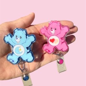Cute Bear Badge Reel, Cute Bear ID Holder, Nurse Badge Reel, Teacher Badge Reel, Retractable Reel, Glitter Badge Reel, Gift Badge Reel