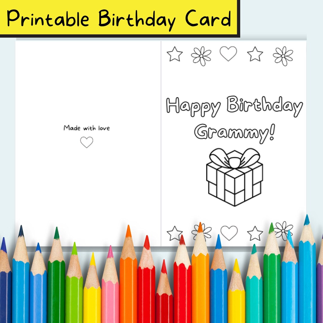 Grammy Birthday Coloring Card Printable DIY Homemade Card - Etsy