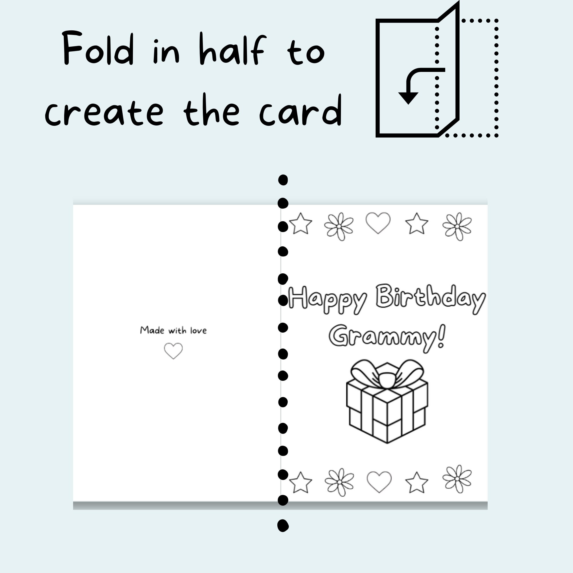 Grammy Birthday Coloring Card Printable DIY Homemade Card - Etsy