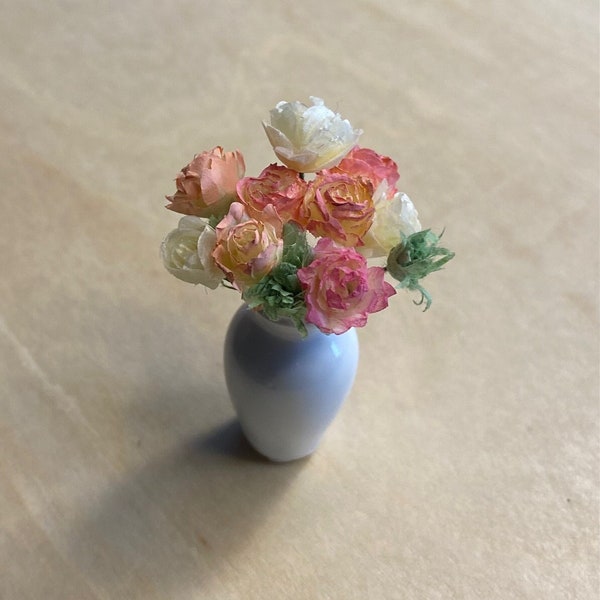 Miniature Rose Flower Bouquet Dollhouse 1:12 scale