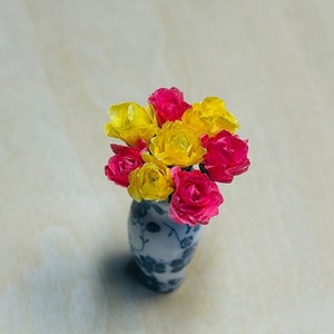 Miniature Roses  Dollhouse 1:12 scale pink & yellow