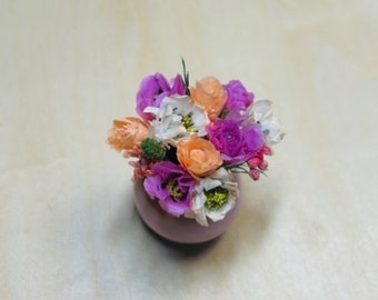 Miniature Flower Bouquet Pink & Peach 1:12 scale
