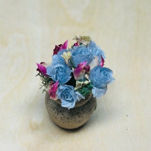 Miniatur Blaue Rose Blumenstrauß Puppenhaus 1:12