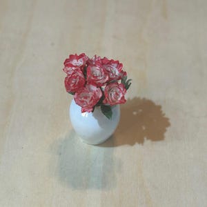 Miniature Rose Flower Bouquet Dollhouse 1:12 scale red & white roses