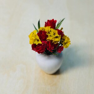 Miniature Flower Rose Bouquet Dollhouse 1:12 Yellow & Red
