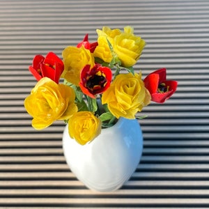 Miniature Flower Rose Bouquet Dollhouse 1:12 Yellow & Red