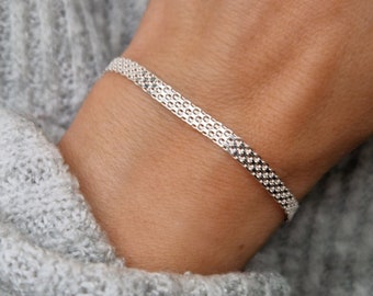 Bismarck bracelet wide 925 silver mesh bracelet 4 mm