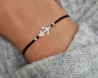 Armband Anker 925 silber Makramee