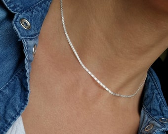 Bismarck necklace, narrow, flat, 925 silver, woven chain, mesh chain, layering