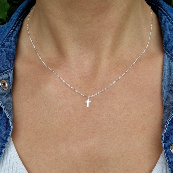 Necklace mini cross 925 silver very fine delicate layering