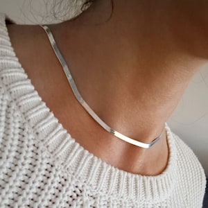 Schlangenkette flach 925 Silber Herringbone Halskette 3 mm