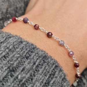 Bracelet tourmaline 925 silver filigree gemstone natural stone faceted