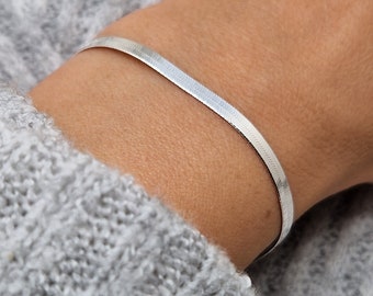 Schlangenarmband flach 925 Silber breit glänzend