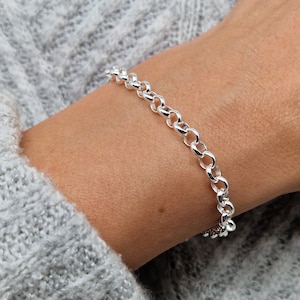 Armband Jasseron brede 925 zilveren ankerketting 5 mm grote ronde schakels
