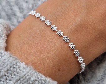 DAYLINLOVE Bracciale Fiore In Argento 925 – Modello Nontiscordardime – Girasole, Cardo, Margherita, Loto – Gioiello Ipoallergenico Con Catena Regolabile