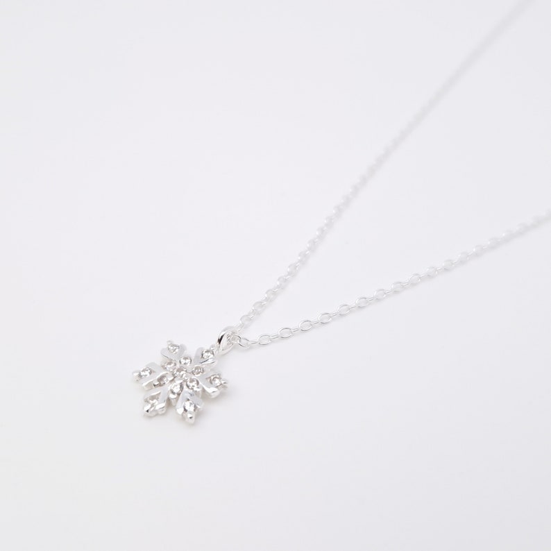 Halskette Schneeflocke 925 Silber Eisblume Eiskristall Layering Bild 5