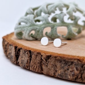 Små runda örhängen, 925 sterlingsilver, platta skivörhängen, fina, 3,0 mm