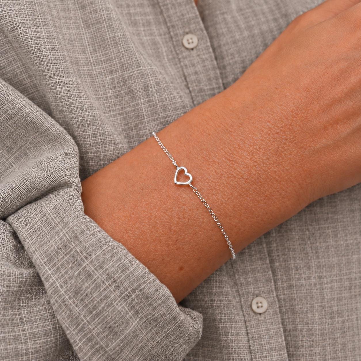 Heart Bracelet 925 Silver – Delicate Bracelet With an Open Heart