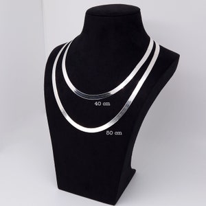 Slangenketting plat breed 925 zilveren visgraat collier 5,5 mm afbeelding 1