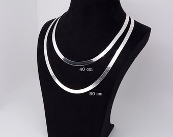 Slangenketting plat breed 925 zilveren visgraat collier 5,5 mm