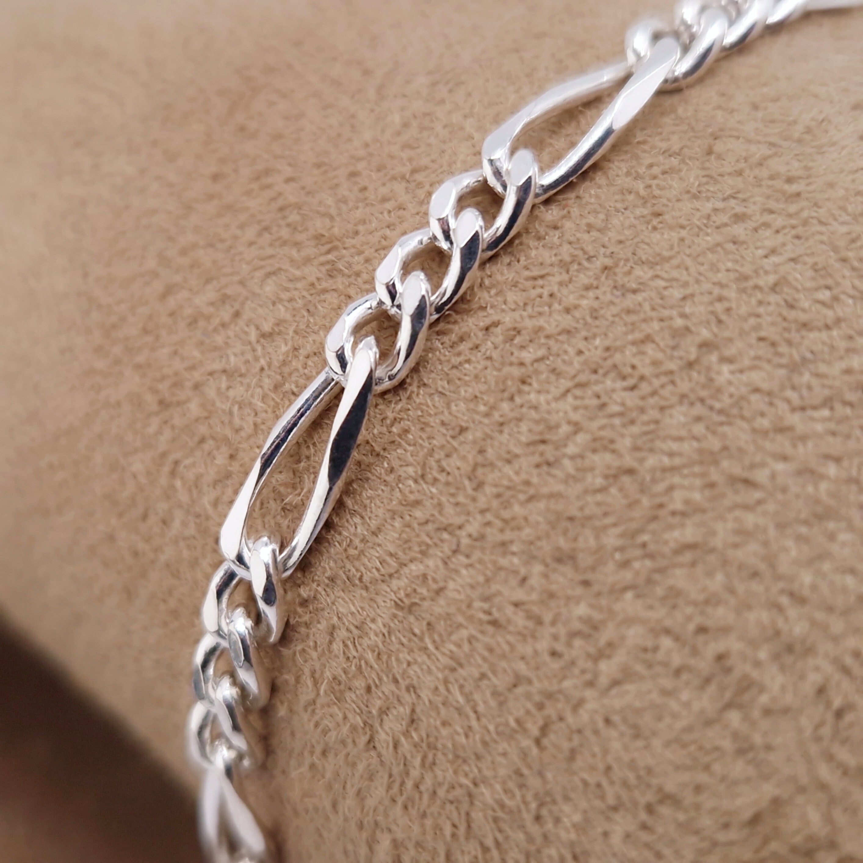 Figaro Bracelet Wide 925 Silver Silver Bracelet Solid Large