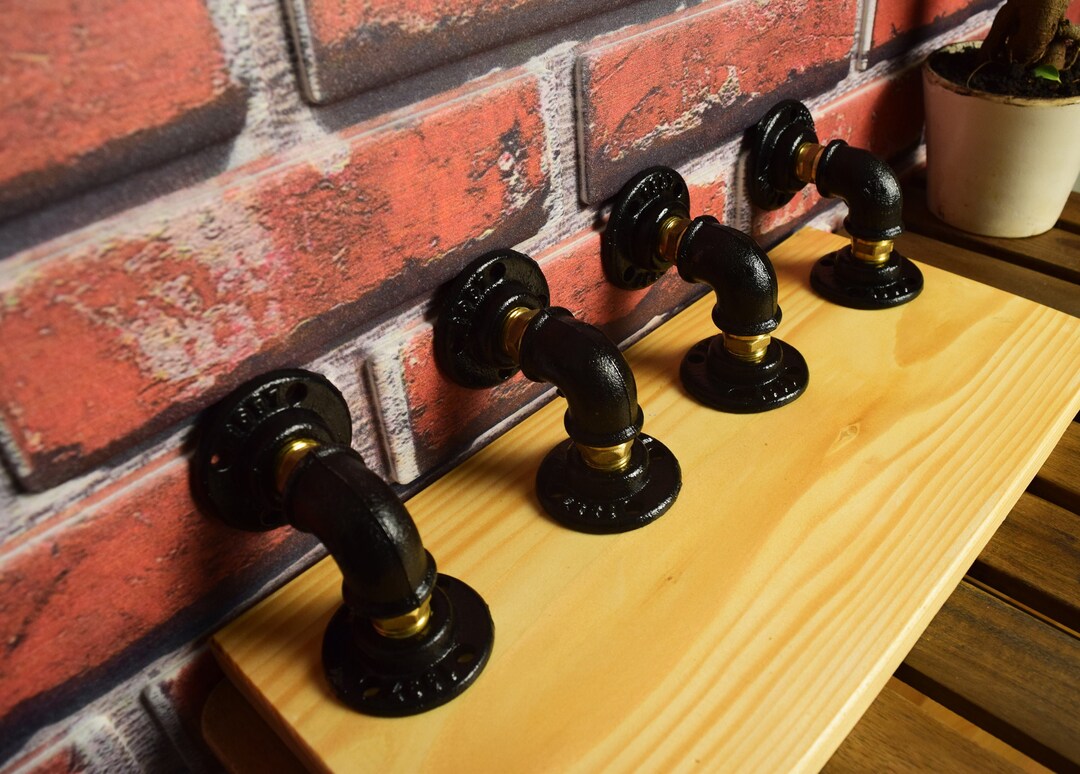 Shelf Holder Shelving Pipe Brackets Industrial Steel Pipe Etsy