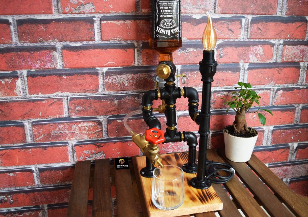 Steampunk Fireman Pipe Robot Lamp, Whiskey Gift, Whiskey Dispenser ...