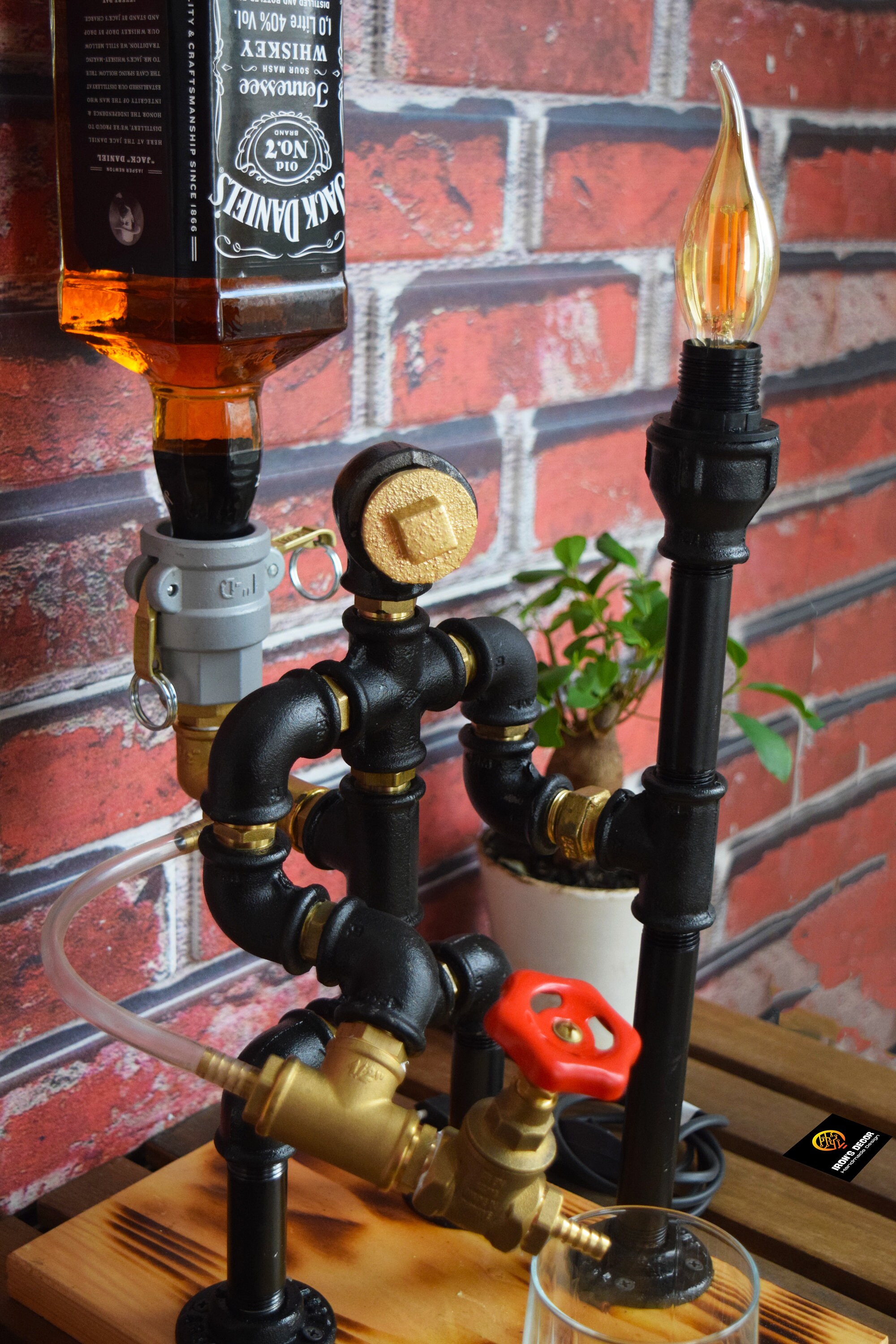Steampunk Fireman Pipe Robot Lamp, Whiskey Gift, Whiskey Dispenser ...