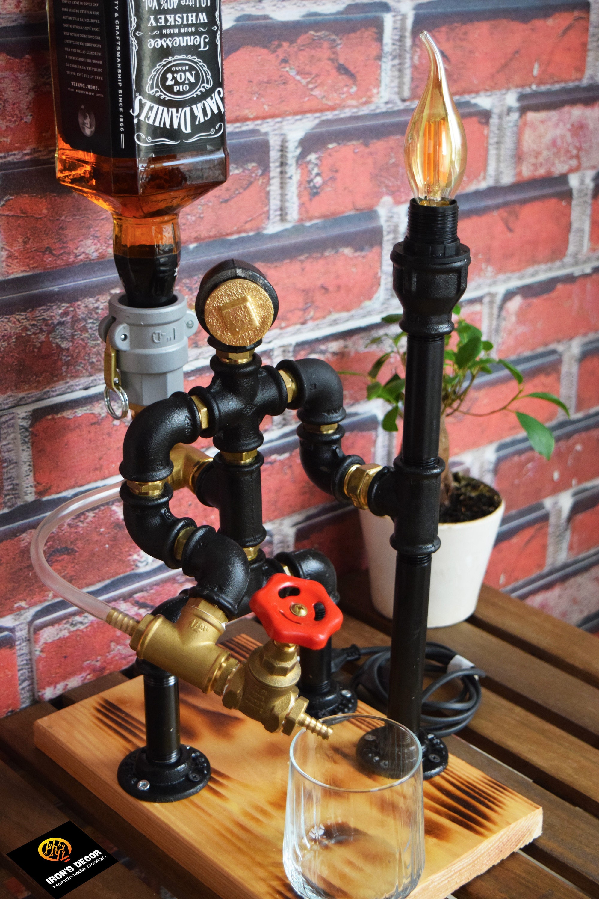 Steampunk Fireman Pipe Robot Lamp, Whiskey Gift, Whiskey Dispenser ...