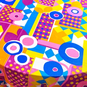 Vintage 1960s Psychedelic Pop Art Polyester Fabric - Designer Fashion